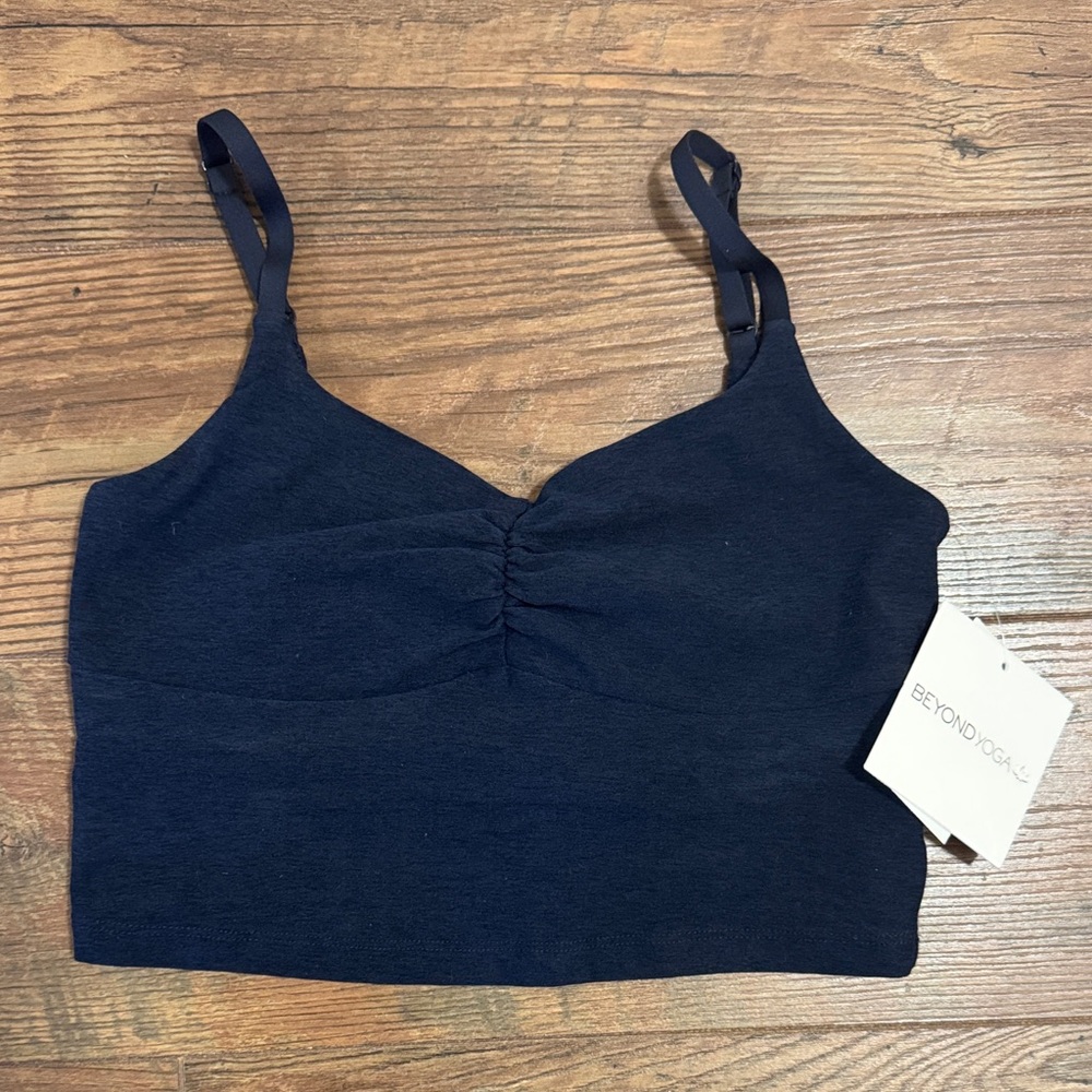 Beyond Yoga Midnight Blue Ruched Crop Top